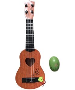 おもちゃ ウクレレ 子供用 ミニギター 撮影小物 エッグシェイカー 4弦 39cm( ブラウン, 39cm)