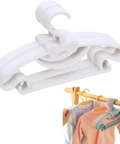 ベビーハンガー 新生児 クローゼット 洗濯 リボン フック付き(ホワイト, 29.7cmx16.7cm)