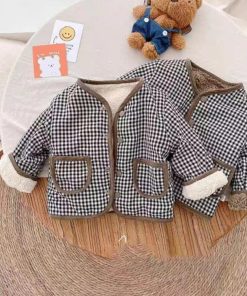 韓国風 ボアアウター ボア チェック柄 リバーシブル 子供服 コート モコモコ ボアコート 冬服 ユニセックス キッズ ジャケット あたたかい