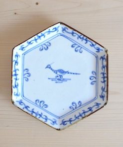 須藤拓也 染付 六角皿（鳥）