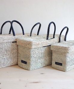 蓋つき革手バスケット（S）